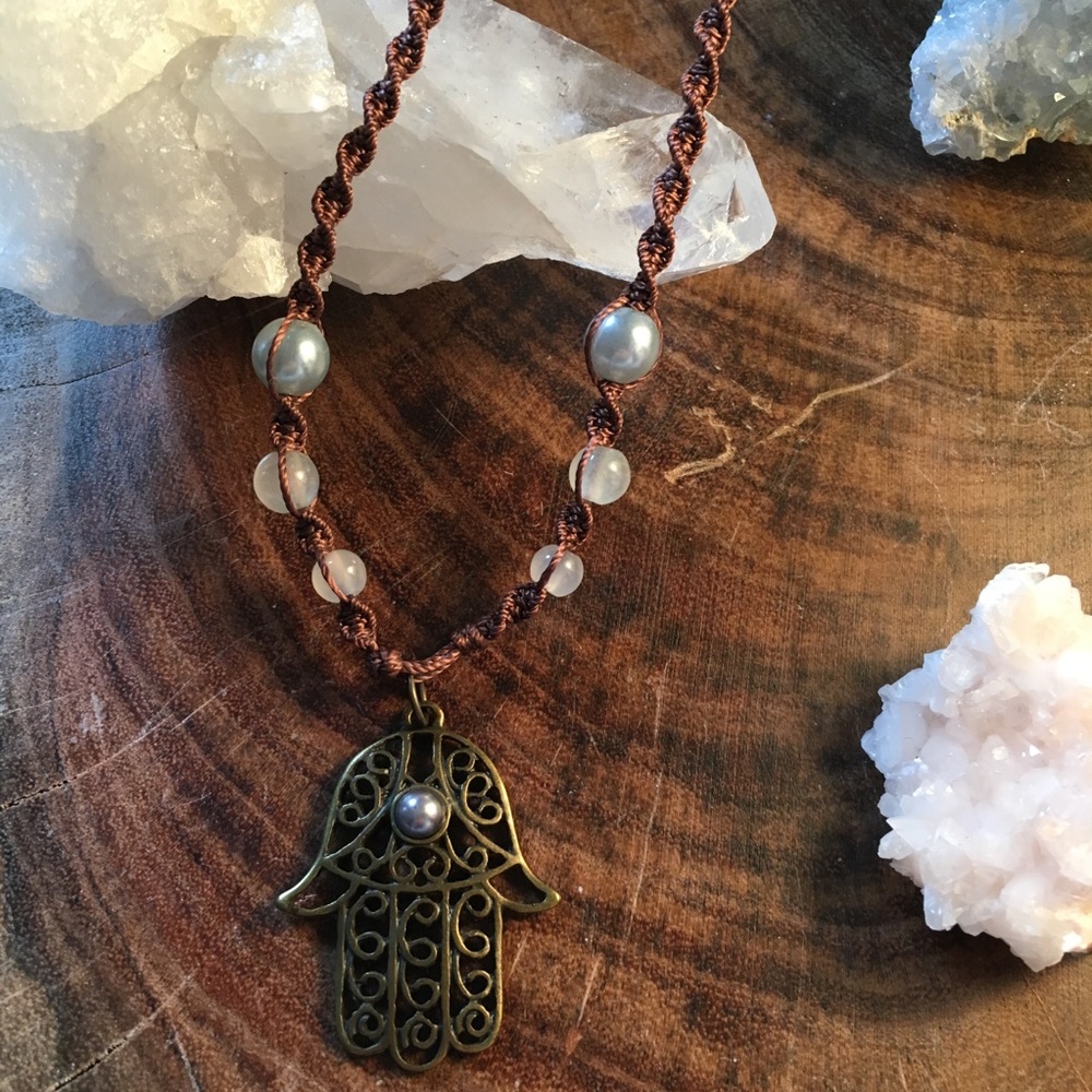 Hamsa Hand Hemp Necklace